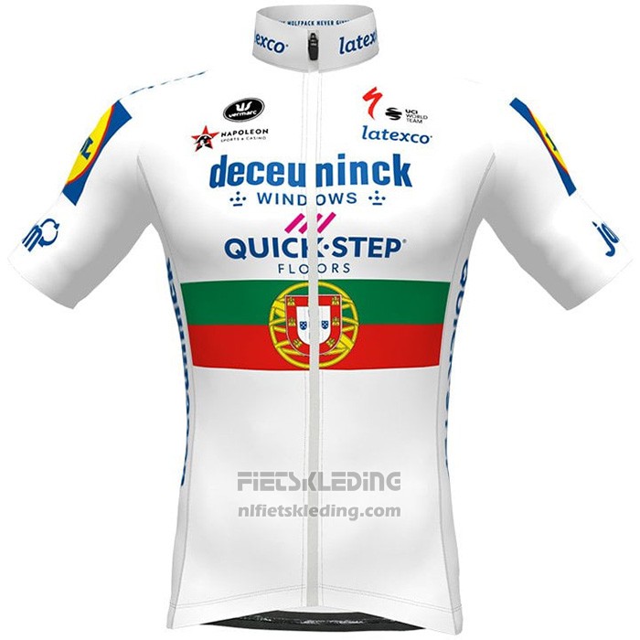 2021 Fietskleding Deceuninck Quick Step Wit Korte Mouwen en Koersbroek
